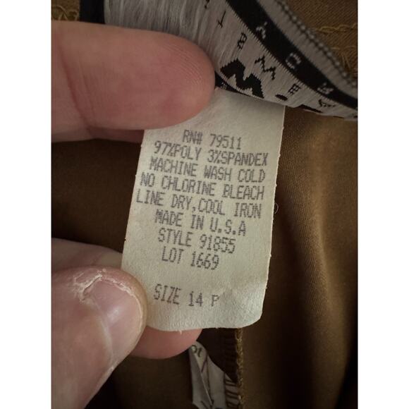 Vintage W.L. Sportswear Petites Brown Stretch Pants Size 14P Made in USA - Picture 2 of 15